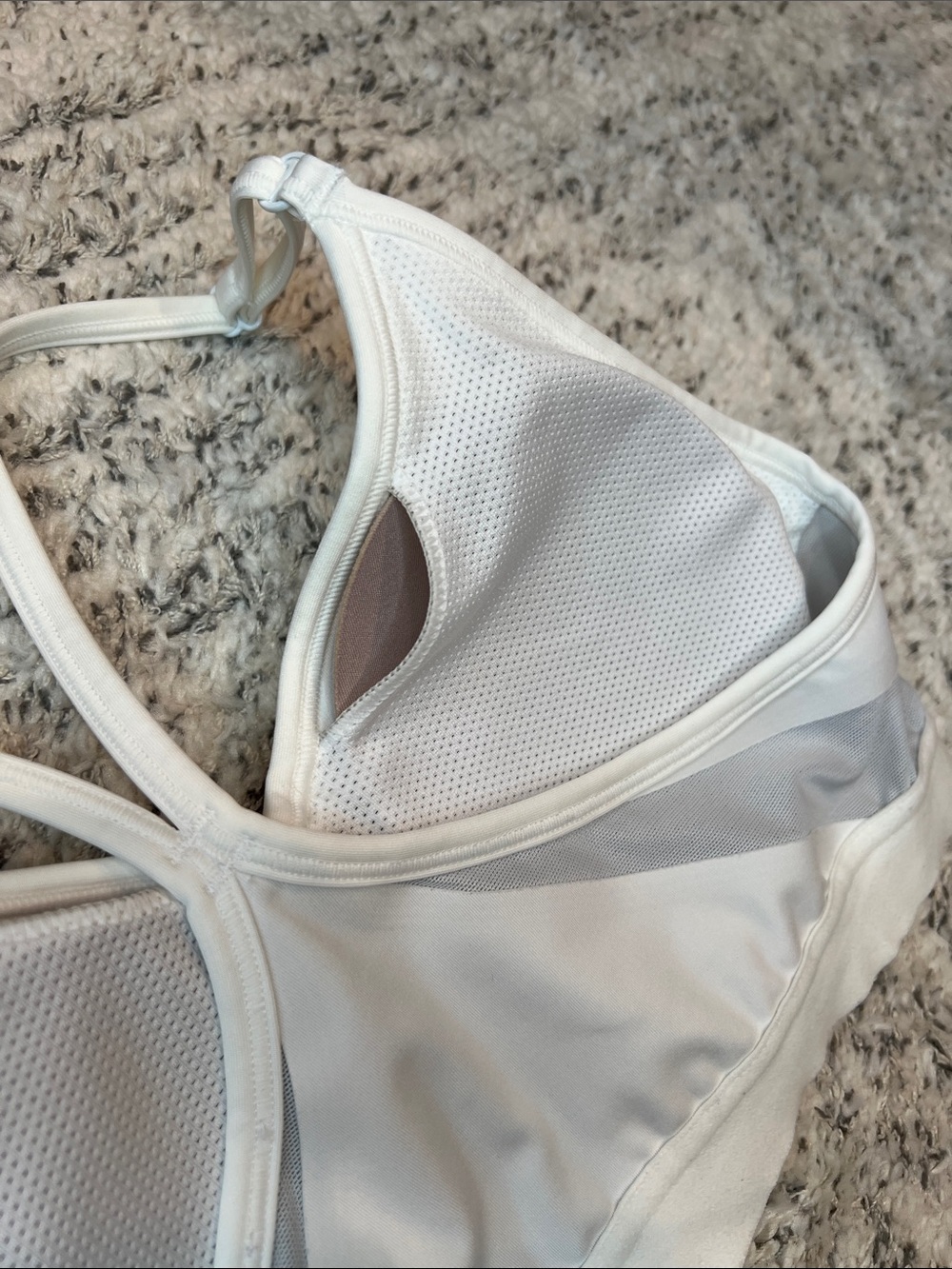 Like New Nike White Sports Bra with Light Gray Swoosh Logo - Picture 5 of 6